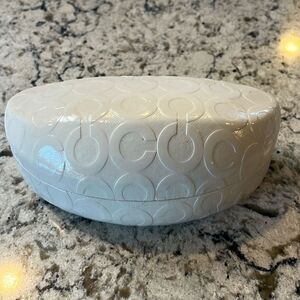Coach eyeglass or sunglasses case embossed off-white color brown interior w/logo